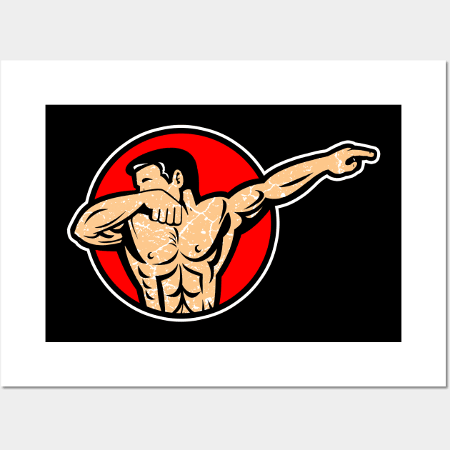 Dabbing Bodybuilder Gift Gym Workout Muscleman Wall Art by AlleyField